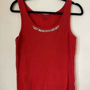 TANK TOP WITH SEQUIN EMBELLISHMENT BY NECK LINE